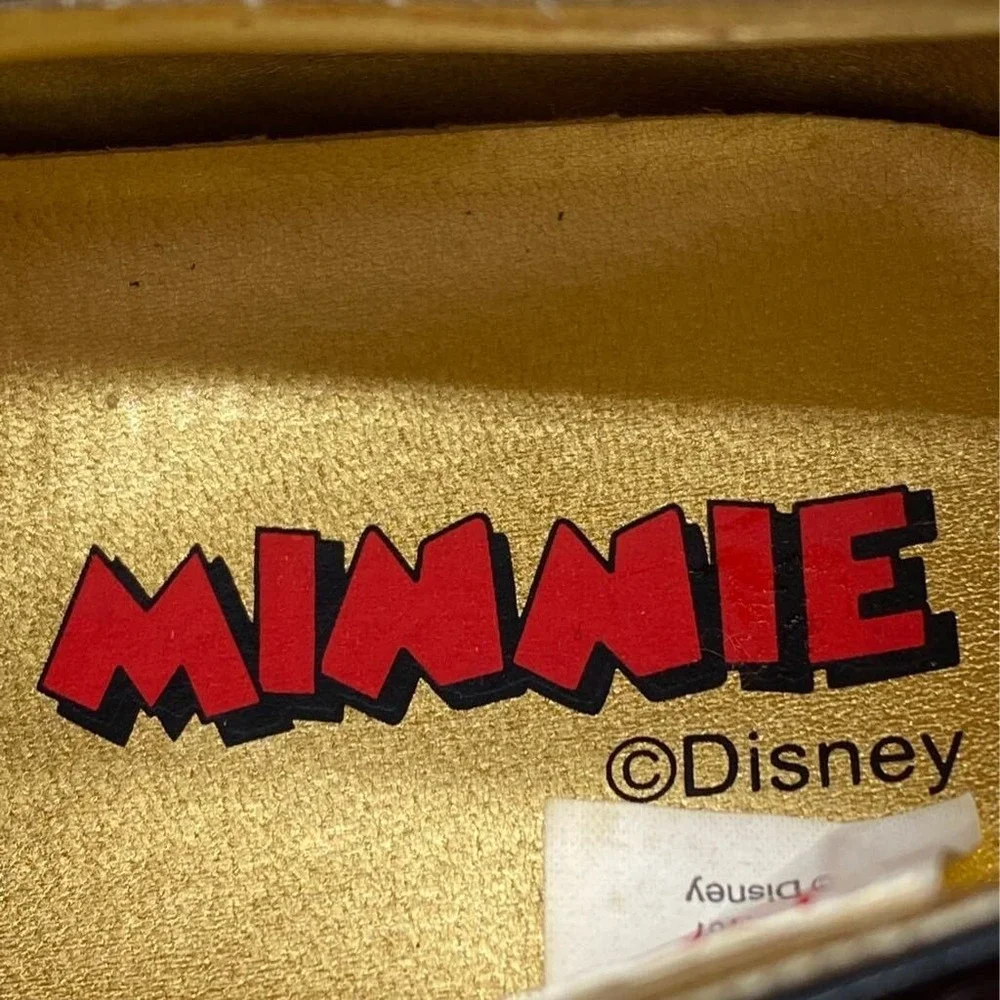 Vintage Disney Shoes Girls Sz 2-3 Minne Mouse Mary Jane Black Bow Buckle